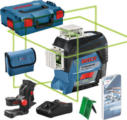 Bosch Professional GLL 3-80 CG - 360° Kruislijnlaser - Inclusief 12V accu - Snel-lader - Laserrichtbord - Universele houder - Tas - Koffer
