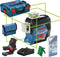 Bosch Professional GLL 3-80 CG - 360° Kruislijnlaser - Inclusief 12V accu - Snel-lader - Laserrichtbord - Universele houder - Tas - Koffer