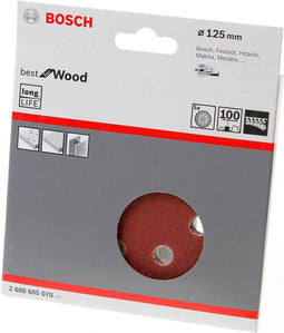 Bosch Schuurschijf 8-gats wood and paint diameter 125mm K100 blister van 5 schijven
