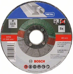 Bosch slijpschijven set - Voor metaal - 115 x 2,5 mm - gebogen - 5 stuks