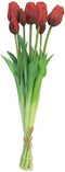 Bosje Tulpen - Sally Classic - rood - 47cm - 7 stelen - kunstbloemen - bos tulpen - kunst boeket
