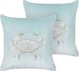 BOSSIELLA - Sierkussen set van 2 - Blauw - 45 x 45 cm - Fluweel