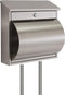 Boston brievenbus in inox met krantenhouder met 2 palen inox