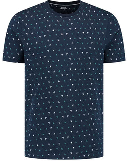 Boston Brothers All Over Print T-Shirt | Heren Navy Maat L