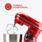 Bourgini Classic Kitchen Chef Keukenmachine - 4.5L Mengkom - Keukenmixer - Keukenrobot - 1300W- Rood