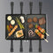 Bourgini Gourmet Raclette Grill Plus - 8 personen - Afneembare en omkeerbare grillplaten - Regelbare thermostaat - Inclusief 8 pannetjes en houten spatels
