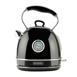 Bourgini Nostalgic Retro Waterkoker - Ingebouwde thermometer - antikalk waterfilter - water koker snoerloos te gebruiken - Zwart - Ruime 1.7L inhoud -BPA vrij