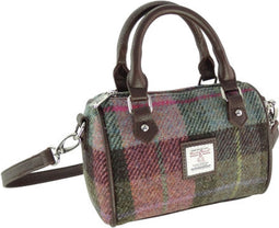 Bowlingtas mini Kilbride Gedempt Groen & Paars Tartan- 17x 20x11 - Harris Tweed - Glen Appin of Scotland