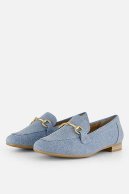 Marco Tozzi Denim Instappers - Vegan - Goudkleurige gesp - Blauw - Maat 40