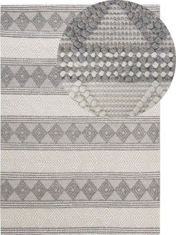 BOZOVA - Laagpolig vloerkleed - Grijs - 160 x 230 cm - Wol