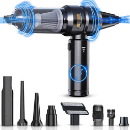 BP® 2-in-1 Air Duster - Perslucht Airduster - Blazen & Zuigen - Air Duster - Compressed Air - Auto Stofzuiger - Kruimelzuiger - Handstofzuiger - Luchtpomp - Computer Schoonmaakartikelen - Draadloos & Oplaadbaar - 9 Opzetstukken