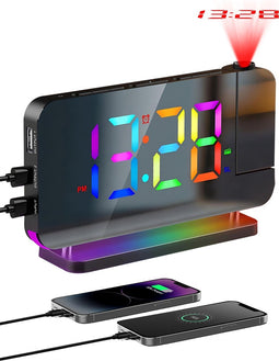 BP® Digitale Wekker Met Projectie - Wekkerradio - Projectiewekker - Digitale Wekker - Kinderwekker - Projectieklok - Snooze Functie - USB oplaadpoort - Automatische Helderheidscontrole - Zwart