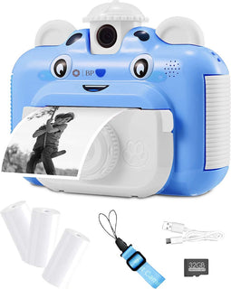 BP® Kindercamera met Fotoprinter - Kinderfototoestel - Vlog camera voor beginners - Camera Kinderen - Foto & Video - 26 Foto Lijsten - Blauw - 1080P HD - Inclusief 32GB SD kaart - 3 Rollen papier - Nederlandse Handleiding