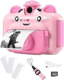 BP® Kindercamera met Fotoprinter - Kinderfototoestel - Vlog camera voor beginners - Camera Kinderen - Foto & Video - 26 Foto Lijsten - Roze - 1080P HD - Inclusief 32GB SD kaart - 3 Rollen papier - Nederlandse Handleiding
