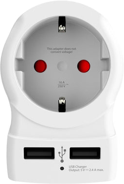 Skross 1.500281 - Reisstekker - 2 x USB-uitgang - Wit
