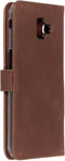 Selencia Hoesje Geschikt voor Samsung Galaxy J6 Plus Hoesje Met Pasjeshouder - Selencia Echt Lederen Bookcase - Bruin