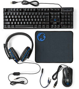 Nedis GCK51110 - Gaming Combo Kit - 4-in-1 met RGB toetsenbord en stereo headset - Zwart