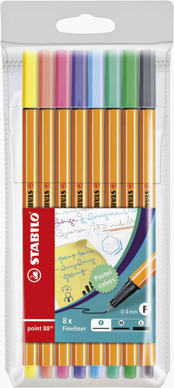 Fineliner stabilo point 88/8 f pastel ass 8st | 10 stuks