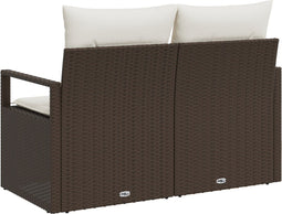 vidaXL - 2-zits - ligbed - met - kussens - bruin - poly - rattan