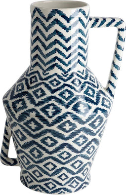 Return to Sender | Vaas Large 45 cm Waves print handgeschilderd met handvat - Bloemenvaas