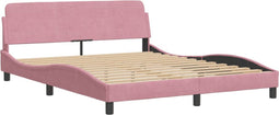 vidaXL - Bedframe - met - hoofdeinde - zonder - matras - 160x200 - cm - fluweel - roze