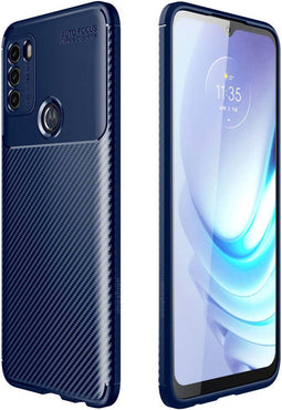iMoshion Hoesje Geschikt voor Motorola Moto G50 Hoesje Siliconen - iMoshion Carbon Softcase Backcover - Blauw