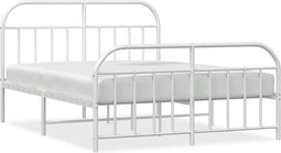 vidaXL - Bedframe - met - hoofd- - en - voeteneinde - metaal - wit - 180x200 - cm