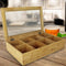Excellent Houseware theedoos/opbergdoos - 8-vaks - bamboe hout - 32 x 20 x 6,5 cm