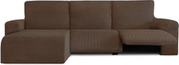 Hoes voor chaise longue met korte armleuning links Eysa JAZ Bruin 120 x 120 x 360 cm