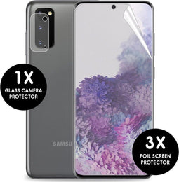 iMoshion Screenprotector Geschikt voor Samsung Galaxy S20 Inclusief Camera Lens protector - iMoshion Screenprotector Folie 3 Pack + Camera Protector Glas