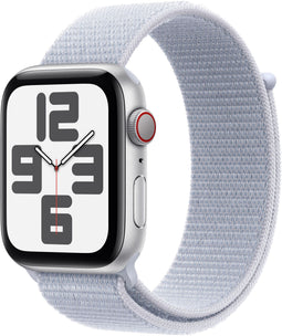 Apple Watch SE (2024) - Smartwatch - GPS + Cellular - 44mm - Zilver (Blauw)