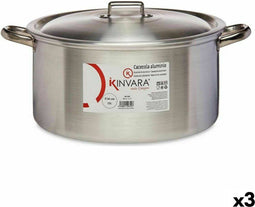 Kookpot met Deksel Zilverkleurig Aluminium 15 L (3 Stuks)