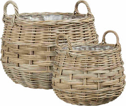 Mica Decorations Mand Marcia - 56x56x44 cm - Rotan - Grijs - Set van 2