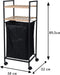 Badkamerrek - Wasmand - Badkamertrolley met wasmand - Op Wielen - Bamboe - Zwart - 38 x 32.5 x 89.5 cm