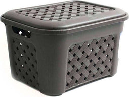 Wasmand met deksel - Opbergmand - (43,5 x 33,5 x 26 cm)