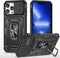 Podec iPhone 12 Pro - Telefoonhoesje - Anti-Shock Case Cover met Kickstand Ring en Screenprotector - Zwart
