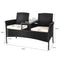 Coast Tuinbank - Terrasbank voor 2 personen met ingebouwde tafel - PE rotan zwart/wit - 138 x 62 x 85 cm