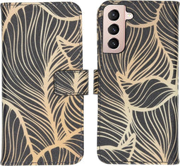 iMoshion Hoesje Geschikt voor Samsung Galaxy S21 Hoesje Met Pasjeshouder - iMoshion Design Softcase Bookcase - Meerkleurig / Golden Leaves