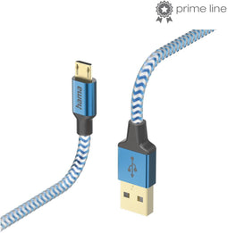 Hama Reflective - Oplaadkabel USB-A naar Micro-USB - Snellaadkabel 150cm Blauw