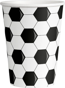 Papieren drinkbekers | 8 stuks | Kleur: Zwart Wit | Thema: Voetbal