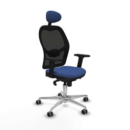 Piqueras y Crespo Jorquera 2D086G1 - Bureaustoel met hoofdsteun - Verstelbare hoogte ademend marineblauw