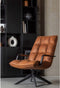 WOOOD Jouke Draaifauteuil - Kunstleer - Cognac - 96x70x85