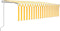 vidaXL - Luifel - automatisch - rolgordijn - LED - windsensor - 5x3 - m - geel - en - wit