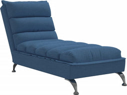 vidaXL - Chaise - longue - met - kussens - stof - blauw