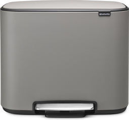 Brabantia Bo Prullenbak - 11 + 23 liter - Afvalscheiding - Mineral Concrete Grey