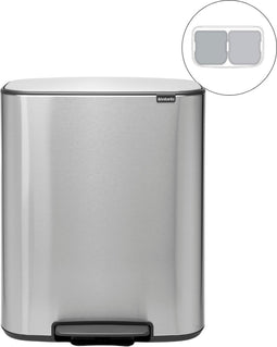 Brabantia Bo Prullenbak - 2 x 30 liter - Afvalscheiding - Matt Steel Fingerprint Proof