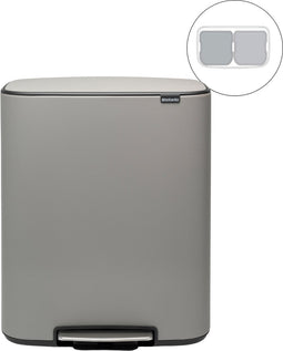 Brabantia Bo Prullenbak - 2 x 30 liter - Afvalscheiding - Mineral Concrete Grey