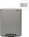 Brabantia Bo Prullenbak - 2 x 30 liter - Afvalscheiding - Mineral Concrete Grey