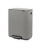 Brabantia Bo Prullenbak - 2 x 30 liter - Afvalscheiding - Mineral Concrete Grey