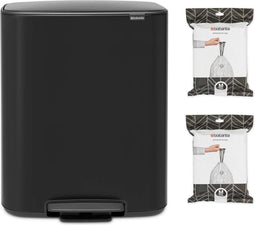 Brabantia Bo Prullenbak - 60 liter - met 80 Vuilniszakken - Matt Black